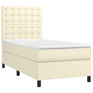 Box spring postel s matrací a LED krémová 90x190 cm umělá kůže - obrázek 3