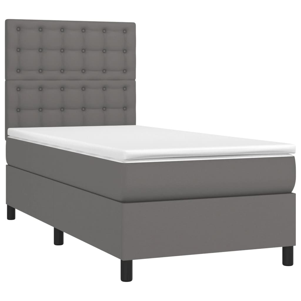 Thumbnail - vidaXL Boxspringbett mit Matratze & LED Grau 90x200 cm Kunstleder