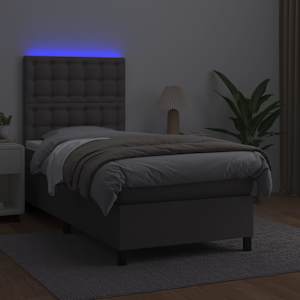Box spring postel s matrací a LED šedá 100x200 cm umělá kůže - obrázek 4