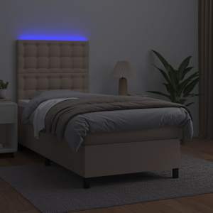 Box spring postel matrace a LED cappuccino 100x200cm umělá kůže - obrázek 4