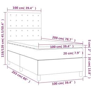 Box spring postel matrace a LED cappuccino 100x200cm umělá kůže - obrázek 8