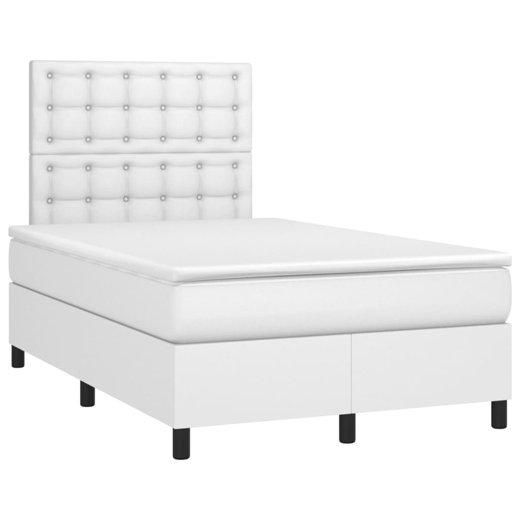 vidaXL Boxspring met matras en LED kunstleer wit 120x200 cm afbeelding