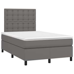 Box spring postel s matrací a LED šedá 120x200 cm umělá kůže - obrázek 3