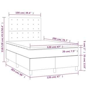 Box spring postel s matrací a LED šedá 120x200 cm umělá kůže - obrázek 8