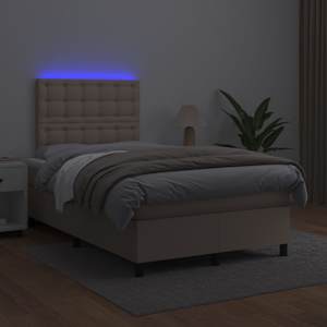 Box spring postel matrace a LED cappuccino 120x200cm umělá kůže - obrázek 4