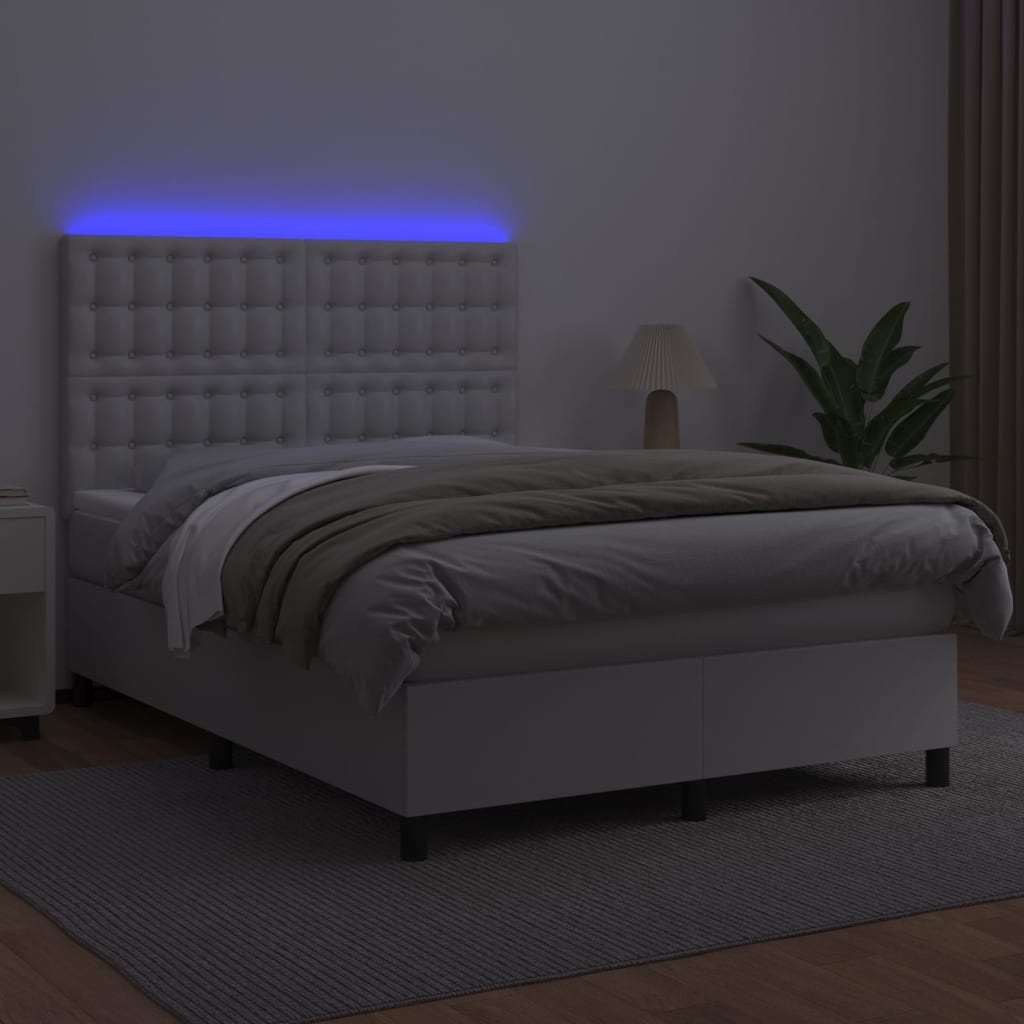 vidaXL Boxspring met matras en LED kunstleer zwart 140x190 cm, foto 2