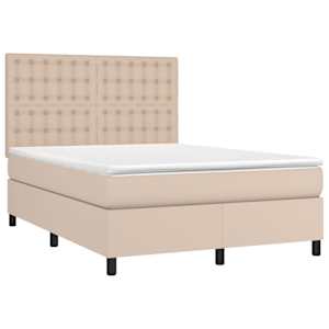 Box spring postel matrace a LED cappuccino 140x190cm umělá kůže - obrázek 3