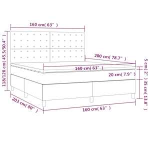 Box spring postel s matrací a LED krémová 160x200 cm umělá kůže - obrázek 8