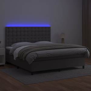 Box spring postel s matrací a LED šedá 160x200 cm umělá kůže - obrázek 4