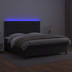 Box spring postel s matrací a LED černá 180x200 cm umělá kůže - obrázek 4