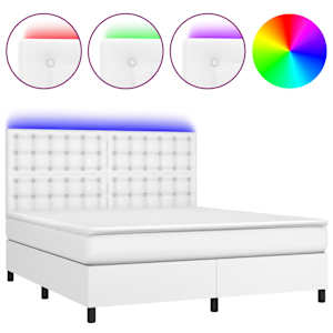 Box spring postel s matrací a LED bílá 180x200 cm umělá kůže - obrázek 2