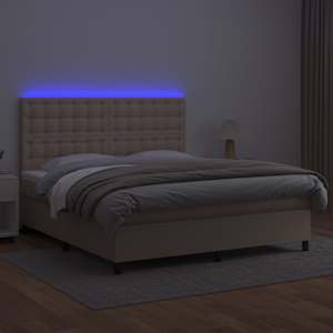 Box spring postel matrace a LED cappuccino 180x200cm umělá kůže - obrázek 4