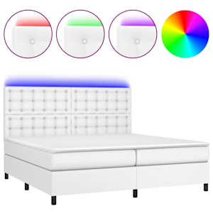 Box spring postel s matrací a LED bílá 200x200 cm umělá kůže - obrázek 2