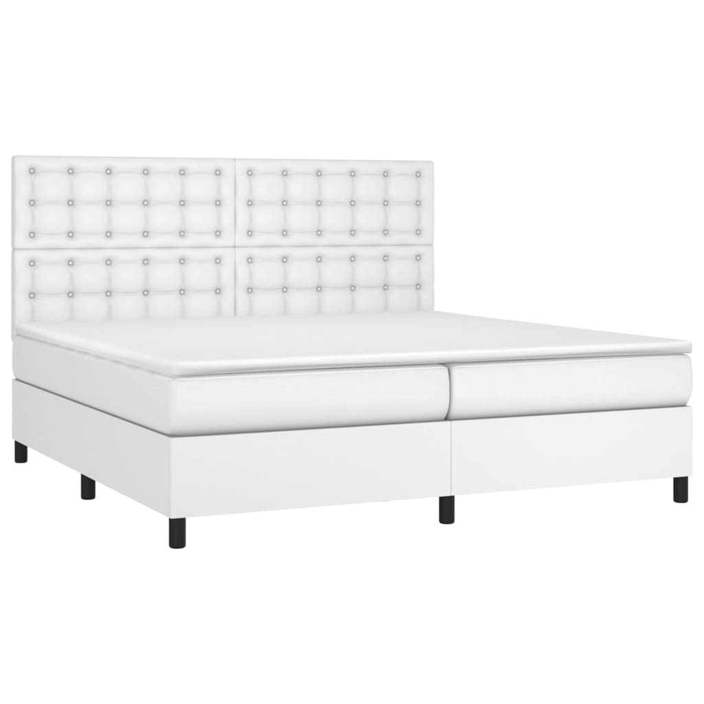 vidaXL Boxspring met matras en LED kunstleer wit 200x200 cm afbeelding