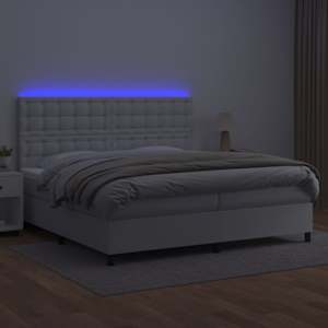 Box spring postel s matrací a LED bílá 200x200 cm umělá kůže - obrázek 4