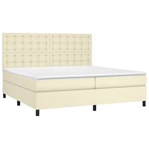 Box spring postel s matrací a LED krémová 200x200 cm umělá kůže - obrázek 3