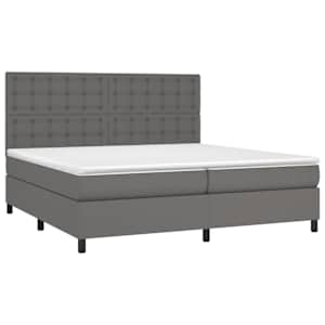 Box spring postel s matrací a LED šedá 200x200 cm umělá kůže - obrázek 3