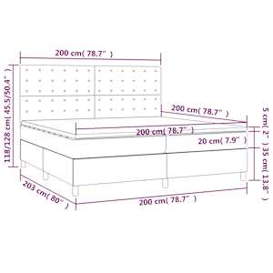 Box spring postel s matrací a LED šedá 200x200 cm umělá kůže - obrázek 8