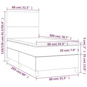 Box spring postel s matrací a LED světle šedá 80 x 200 cm samet - obrázek 8