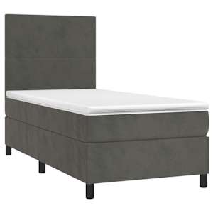 Box spring postel s matrací a LED tmavě šedá 80 x 200 cm samet - obrázek 3