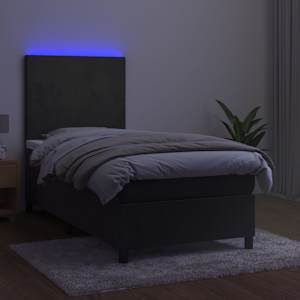 Box spring postel s matrací a LED tmavě šedá 80 x 200 cm samet - obrázek 4