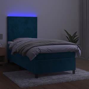 Box spring postel s matrací a LED tmavě modrá 80 x 200 cm samet - obrázek 4