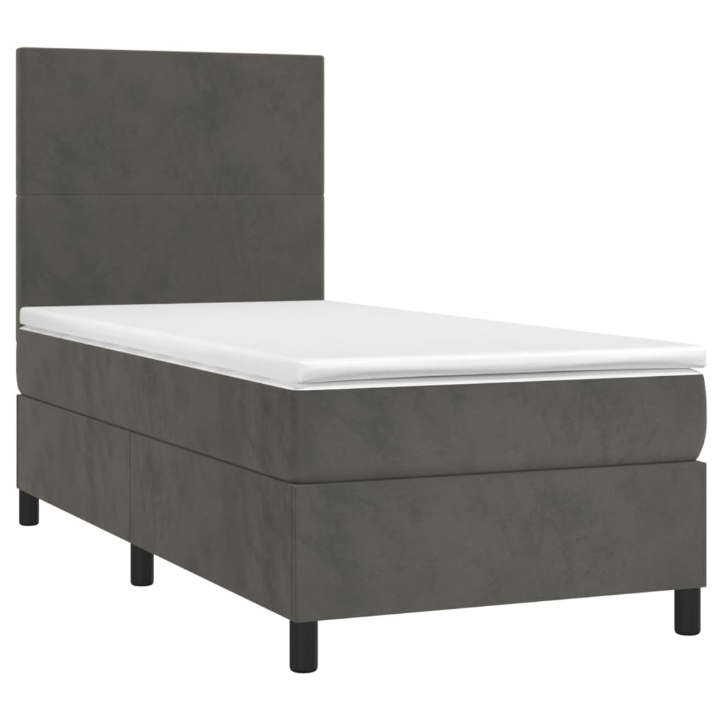 vidaXL Boxspring met matras en LED fluweel donkergrijs 90x190 cm afbeelding