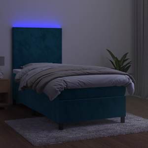Box spring postel s matrací a LED tmavě modrá 90x190 cm samet - obrázek 4