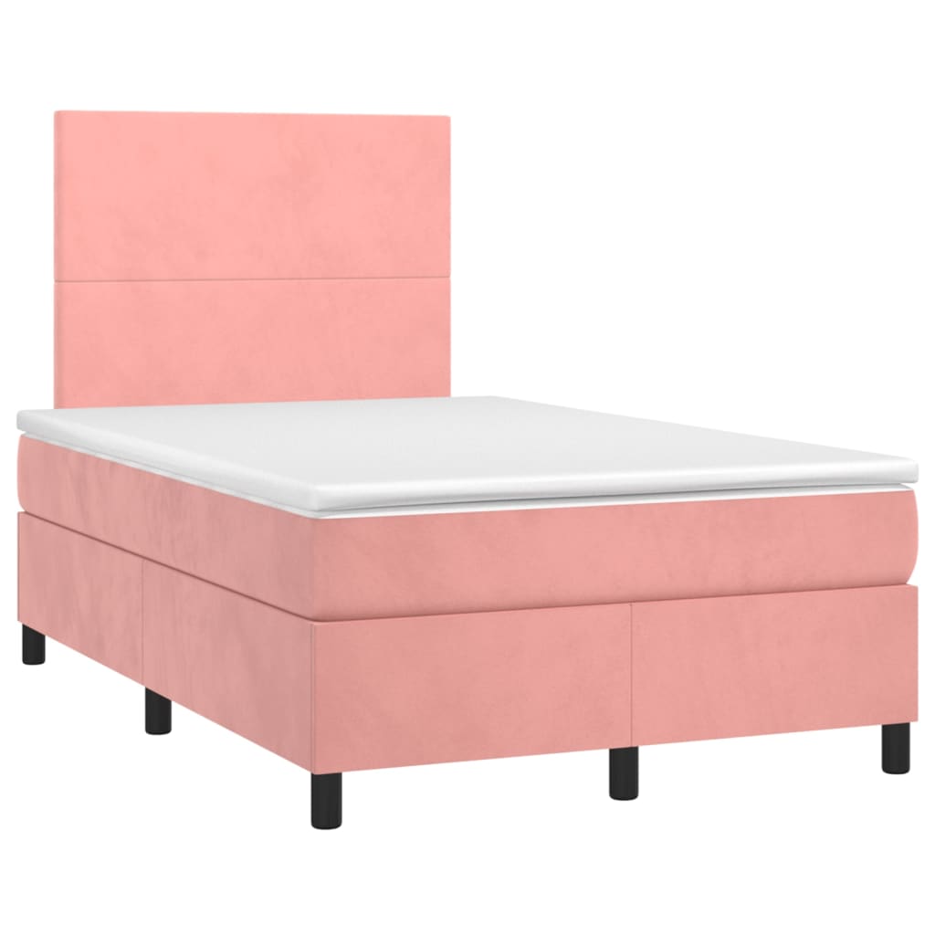 vidaXL Boxspring met matras en LED fluweel roze 120x200 cm afbeelding