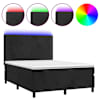 vidaXL kontinentaalvoodi madrats ja LED, must, 140x190 cm, samet