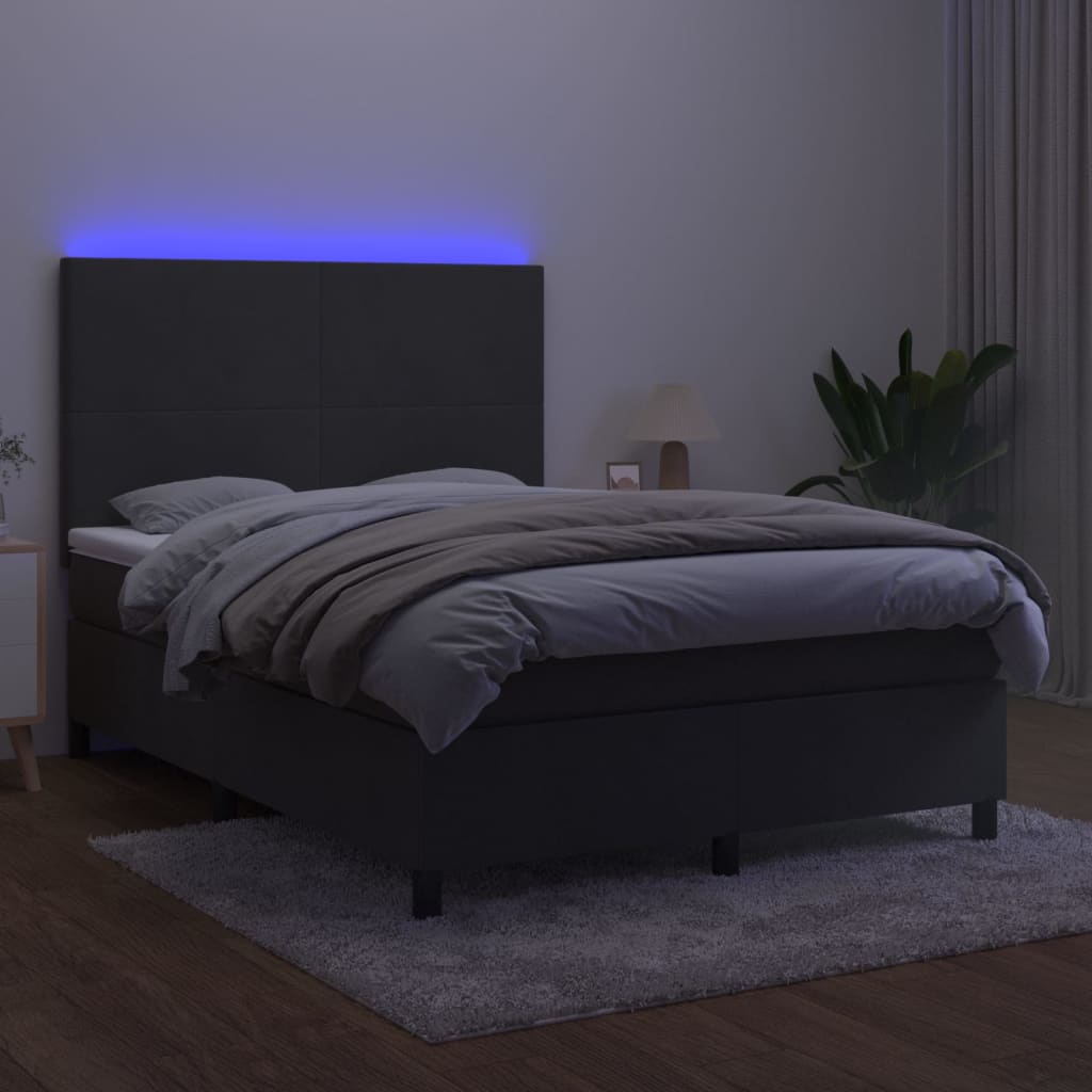 Łóżko kontynentalne z materacem i diodami LED - 203x144x118/128 cm