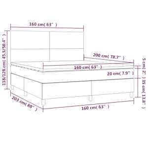 Box spring postel s matrací a LED tmavě zelená 160x200 cm samet - obrázek 9