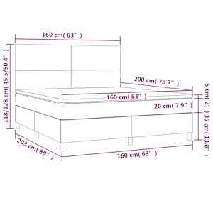 Box spring postel s matrací a LED růžová 160x200 cm samet - obrázek 8