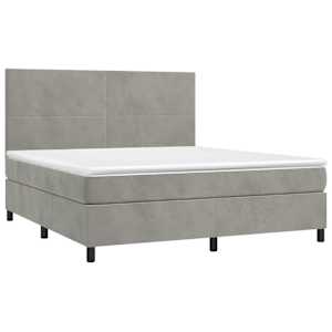 Box spring postel s matrací a LED světle šedá 180x200 cm samet - obrázek 3