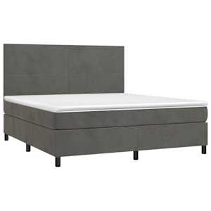 Box spring postel s matrací a LED tmavě šedá 180x200 cm samet - obrázek 3