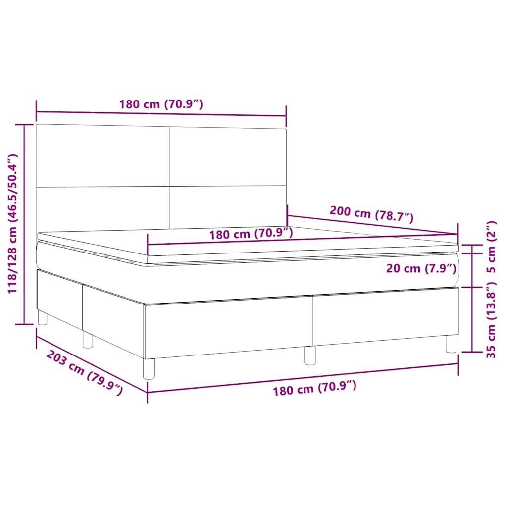 Box spring postelja z vzmetnico LED tem. zelena 180x200cm žamet - slika 9