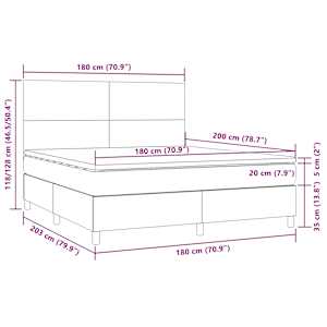 Box spring postel s matrací a LED tmavě zelená 180x200 cm samet - obrázek 9