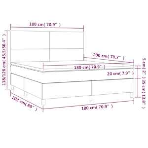 Box spring postel s matrací a LED růžová 180x200 cm samet - obrázek 8