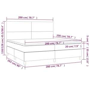 Box spring postel s matrací a LED tmavě modrá 200x200 cm samet - obrázek 9