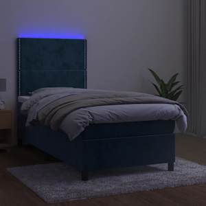 Box spring postel s matrací a LED tmavě modrá 80 x 200 cm samet - obrázek 4