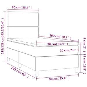 Box spring postel s matrací a LED růžová 90x200 cm samet - obrázek 8