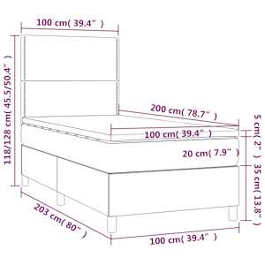 Box spring postel s matrací a LED tmavě modrá 100x200 cm samet - obrázek 9