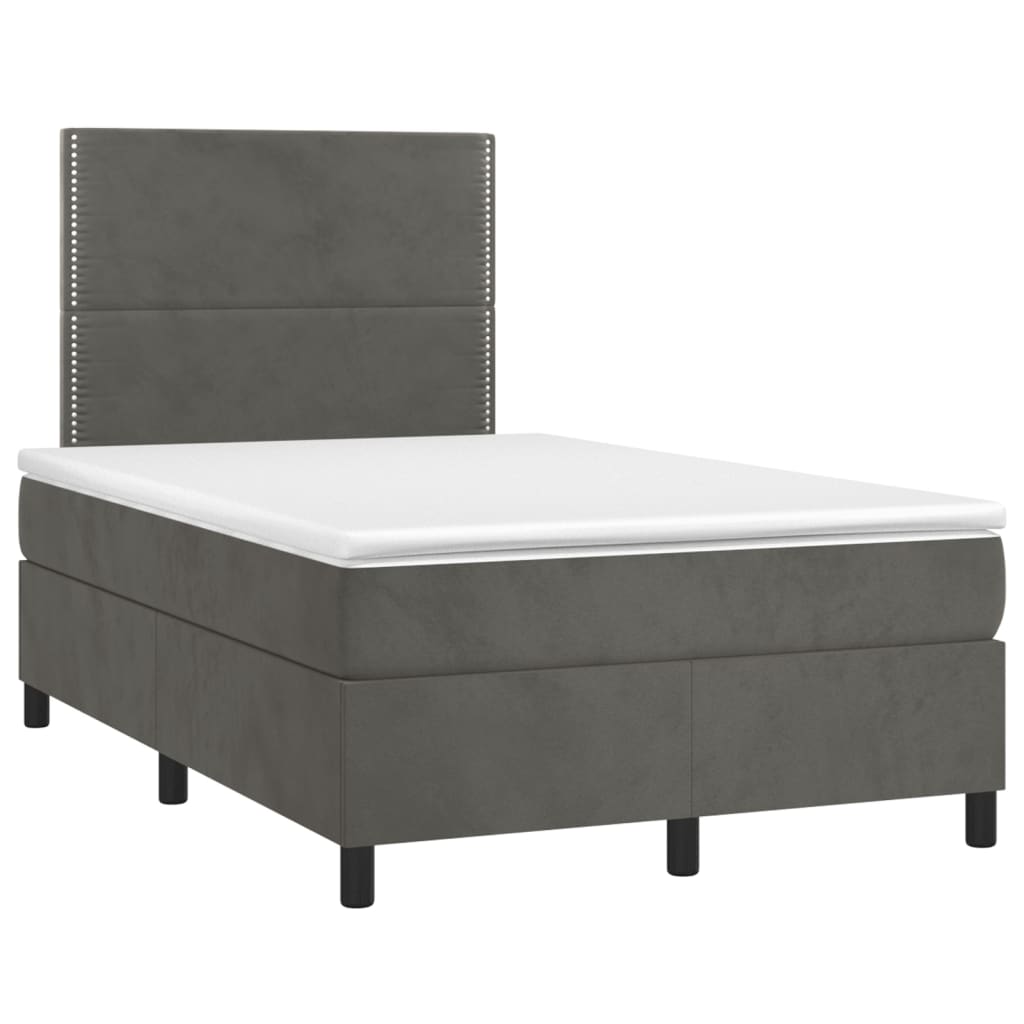 vidaXL Boxspring met matras en LED fluweel donkergrijs 120x200 cm afbeelding