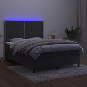 Box spring postel s matrací a LED tmavě šedá 140x190 cm samet - obrázek 4