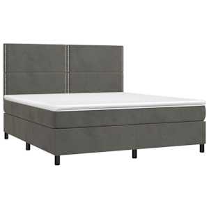 Box spring postel s matrací a LED tmavě šedá 160x200 cm samet - obrázek 3