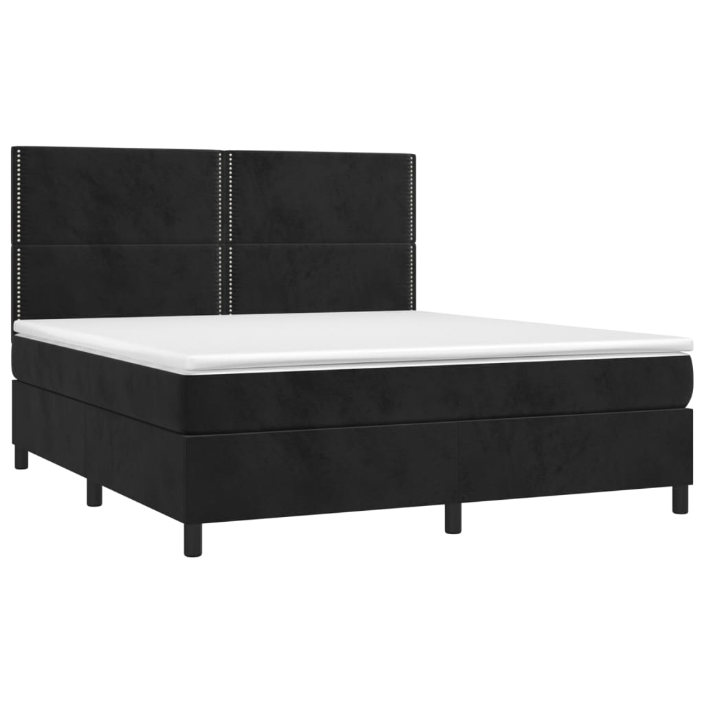vidaXL Boxspring met matras en LED fluweel zwart 160x200 cm afbeelding