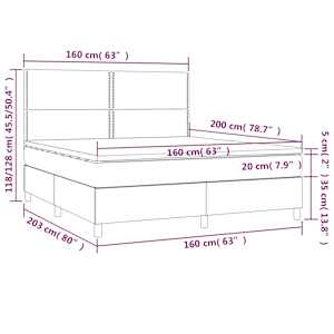 Box spring postel s matrací a LED černá 160x200 cm samet - obrázek 8