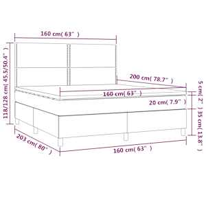 Box spring postel s matrací a LED tmavě modrá 160x200 cm samet - obrázek 9