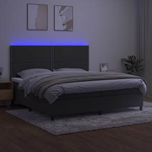 Box spring postel s matrací a LED tmavě šedá 200x200 cm samet - obrázek 4