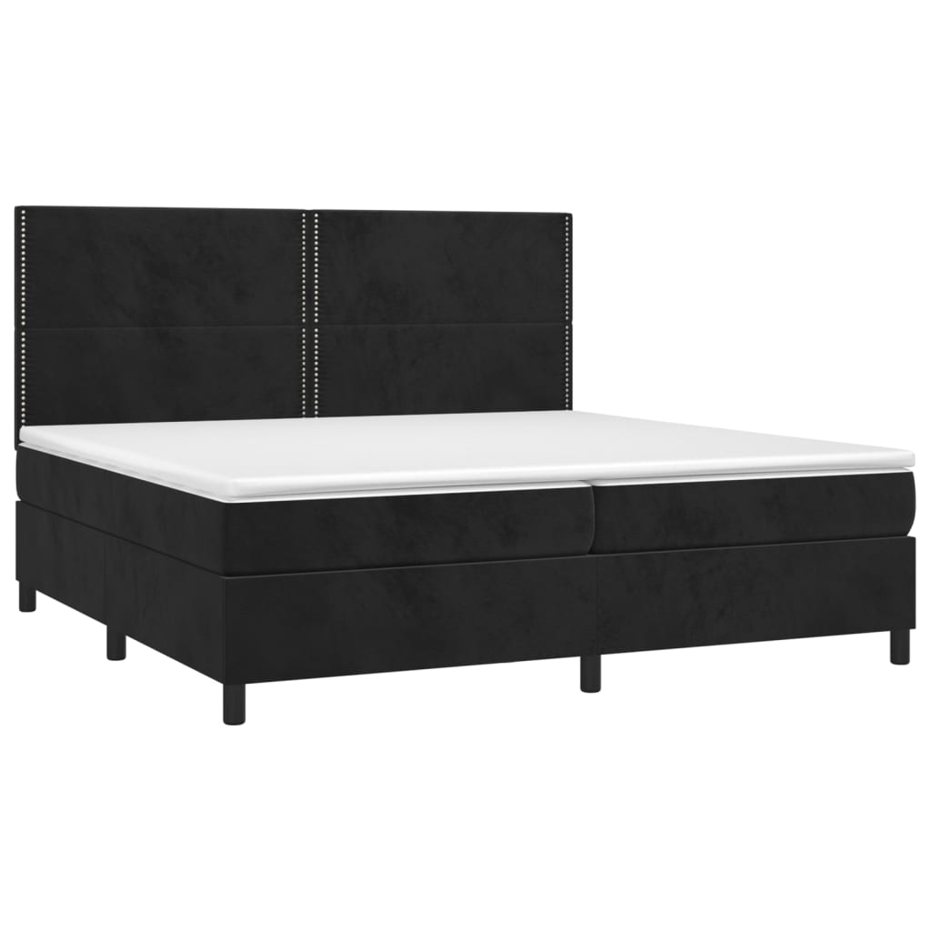 vidaXL Boxspring met matras en LED fluweel zwart 200x200 cm afbeelding